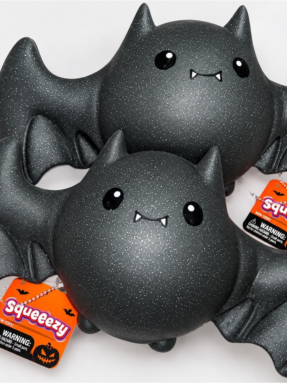 2 Squeeze Glitter Bat Squishy Toy - Black